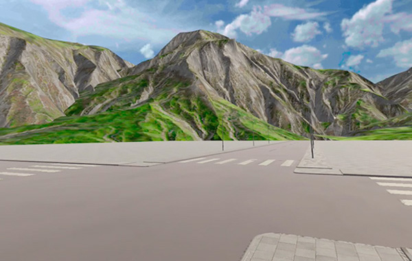 バーチャSSの4つの特徴の一つ、「VRを利用した横断歩行」のイメージ画像です